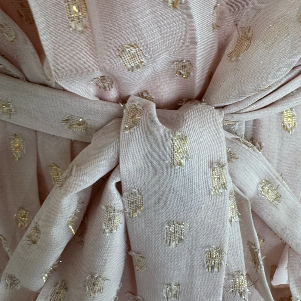 Endless Rose Pink & Gold Textured Romper Shorts Women’s SZ M
